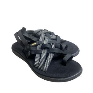 Teva Women's Voya Strappy Flip-Flop HERA BLACK Sandals SZ 8.5